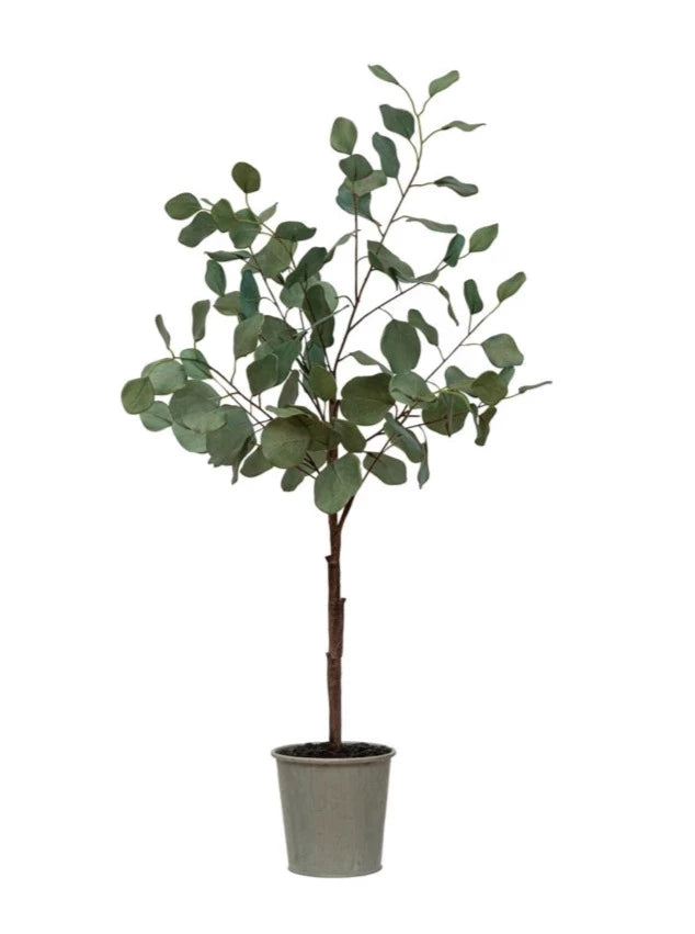 faux eucalyptus tree in pot