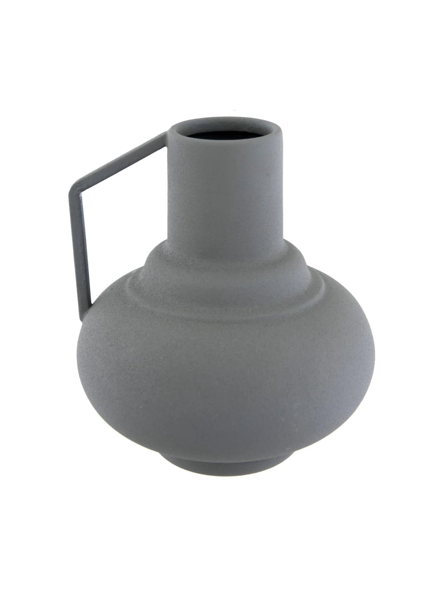 textured metal vase with handle