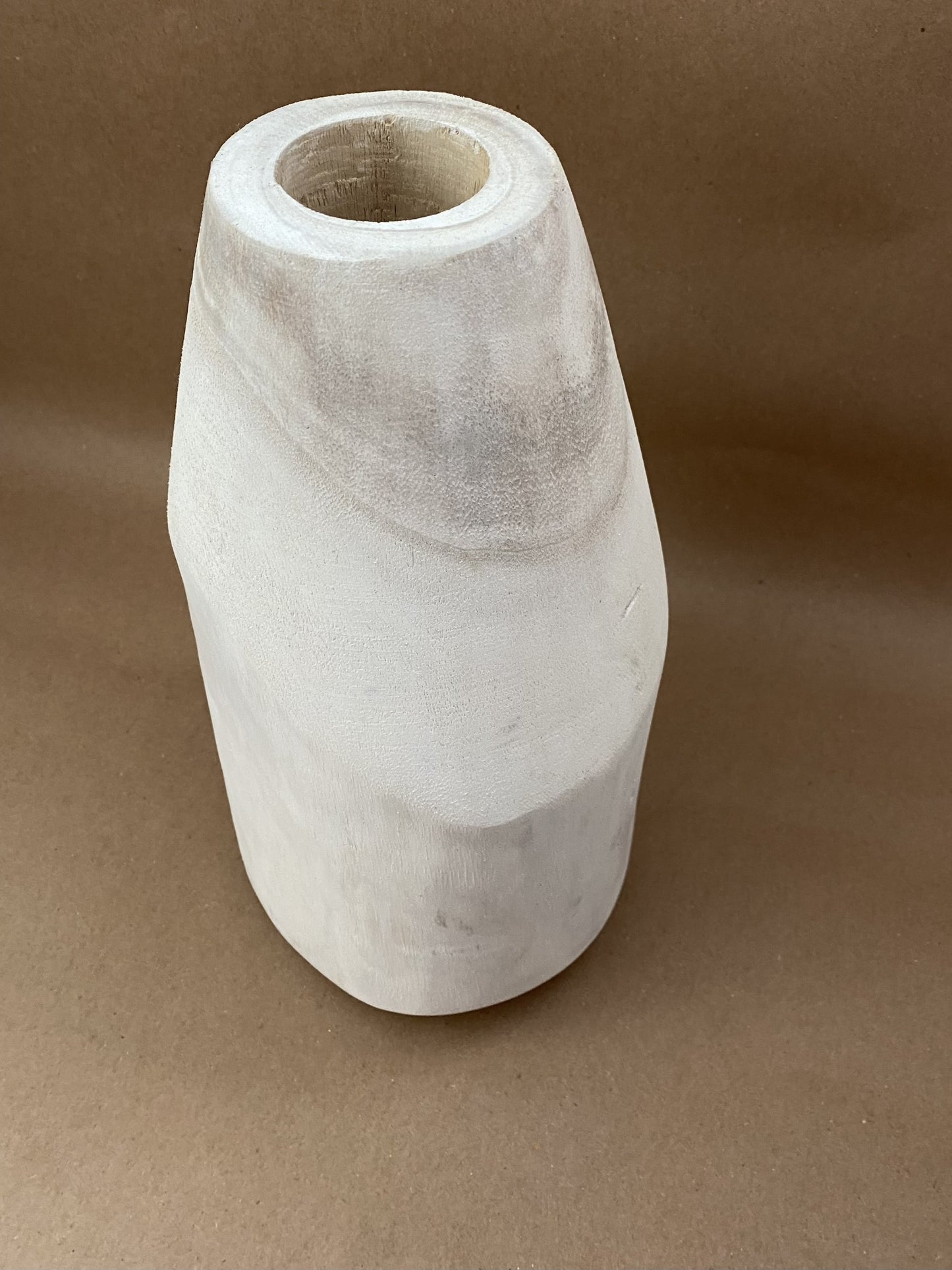 white washed paulownia wood vase