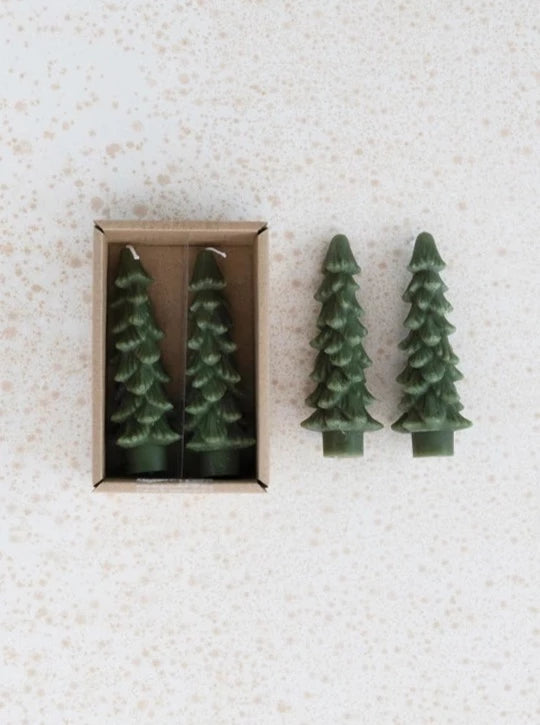 tree shaped taper candles, set of 2